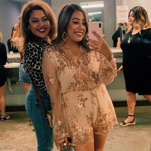 Rose Gold Sequin Romper ✨